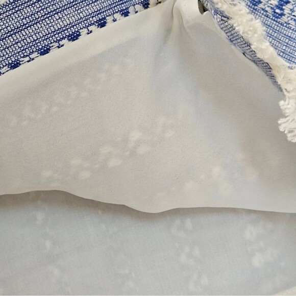 Ann Taylor LOFT Skirt Women’s Sz 10 Blue White Overlay Fringe Cotton Lined Boho - Picture 7 of 10